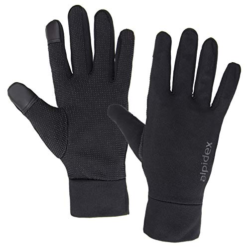 ALPIDEX Leichte Sporthandschuhe Laufhandschuhe Touchscreen Running Handschuhe Dünne Warme Liner Winter Fahrrad Walking Handschuhe, Größe:L, Farbe:Black