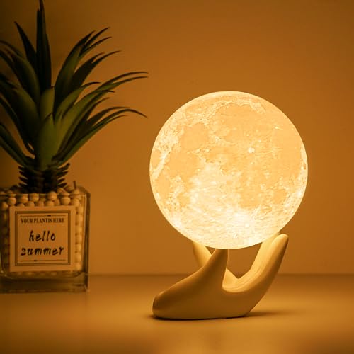 Balkwan Mondlampe, Mond Lampe 3D Druck Mond Lampe Dimmbar USB Lade Touch Lampe für Kinder und Liebhaber Geburtstag Schlafzimmer Romantisches Geschenk (3.5 inch)