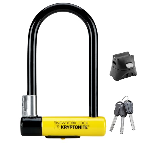 Kryptonite New York Standard Bügelschloss - Sicherheitsgrad 9/10, Anti-Diebstahl Fahrradschloss Hohe Sicherheit mit Transporthalterung und 3 Schlüsseln - 10,2 cm x 20,3 cm