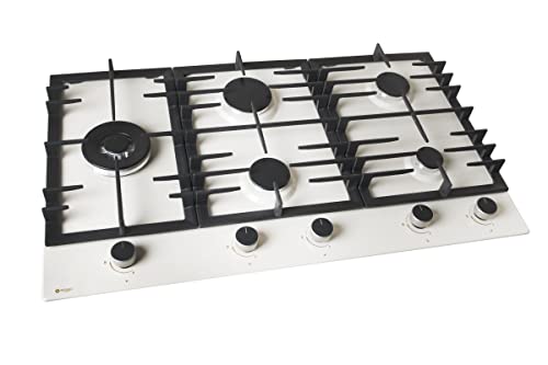 Wiggo WH-G934RR(C)- Eingebautes Gaskochfeld mit Wok - 90cm - Creme