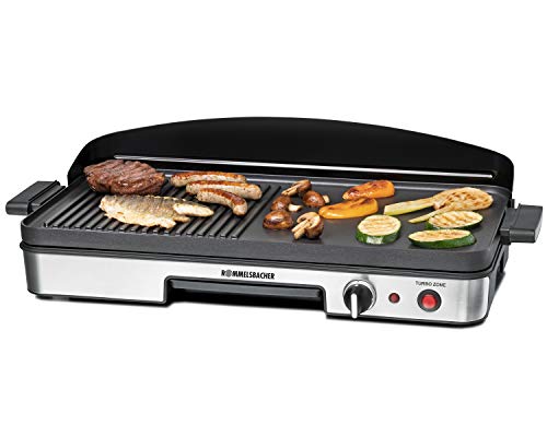 ROMMELSBACHER Tischgrill BBQ 2003 - Turbo-Grillzone, 3-Lagen-Antihaftbeschichtung, Grillfläche 50 x 25 cm, 1900 Watt