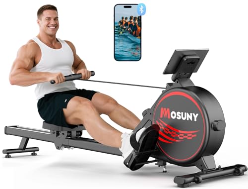 Rudergerät für Zuhause, Verbessertes Magnetisches Rudergerät mit 16 Widerstandsstufen 80 Pfund Spitzenwiderstand, Upgrade Doppel-Slide-Rails Ultraleise, App-Kompatibel, Belastbar bis180kg Rowing