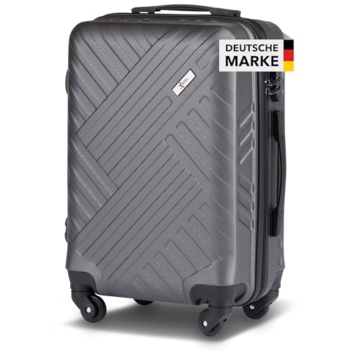 Xonic Design Reisekoffer - ABS Hartschalen Koffer mit 360° Leichtlauf-Rollen - hochwertiger Trolley mit Zahlenschloss in M-L-XL oder Set (Dark Grey, M)