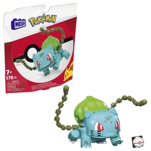 MEGA POKÉMON Bisasam - Bauset mit beweglicher Figur und Kampfeffekten, 175 Bausteine, inklusive Pokéball-Stift, für Kinder ab 6 Jahren, GVK83