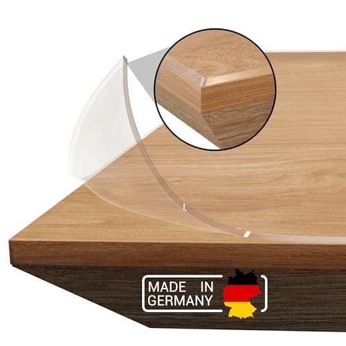 Domar - Tischfolie transparent 2mm nach maß - Made in Germany I Glasklare Tischdecke transparent mit abgeschrägter Kante I Zuverlässiger Tischschutz transparent für optimalen Schutz (50x55cm)