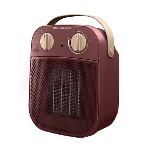 Rowenta My Nomad Heizlüfter, tragbar, für bis zu 25 m², Eco-Modus, Turbo-Modus, leistungsstarke Keramiktechnologie, 42 dB(A), Transportgriff, waschbarer Filter, modernes Design, Dunkelrot, SO8231F0