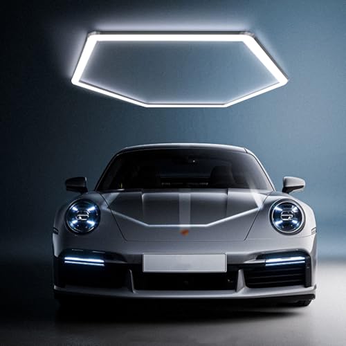 Hexagon LED Deckenleuchte - 1 Hex Garagenbeleuchtung LED Werkstattbeleuchtung, 6500K weiß verbindbareRöhrenleuchten für Auto-Salon, Autowaschraum, Werkstatt, Lager, Fitnessstudio, Keller,Ausstellung