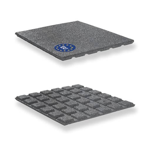 Gartenpirat Fallschutzmatte 50x50 cm Stärke 43 mm grau Gummimatte für öffentliche und Private Spielplätze Spieltürme Bodenschutzmatte rutschfest wetterfest innen außen