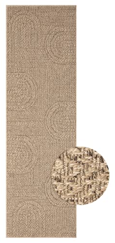 the carpet Kansas - robuster In- und Outdoor Teppich im natürlichen Jute-Look, wetterfest, geeignet für Terrasse und Garten, 80 x 250 cm