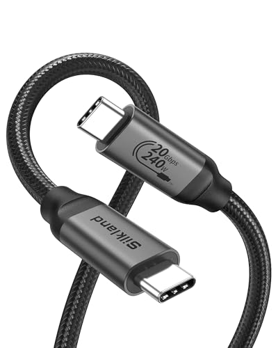 Silkland USB C Monitor Kabel 5K@60Hz 4K@144Hz 1,5M, USB C Video Kabel, 20Gbps USB 3.2 Gen2×2 Datenkabel, 240W 48V/5A PD3.1 Ladekabel, USBC auf USBC für MacBook Pro, iPad Pro, iPhone 16 15, Dock, SSD