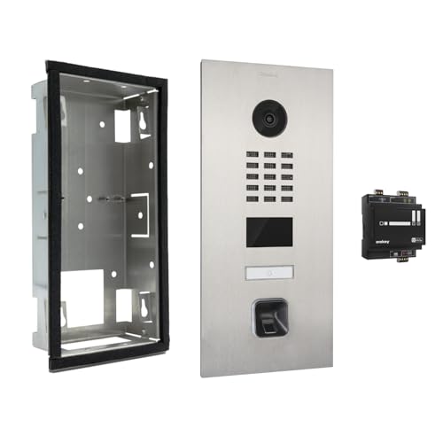 DoorBird D2101V Türstation mit ekey sLine Fingerprint (Edelstahlgehäuse, Fingerprint Schwarz, Controller), Sprechanlage mit biometrischer Zutrittslösung zur Unterputzmontage, 15 W, 15 V, Edelstahl V4A