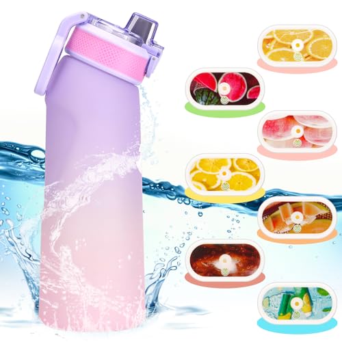 SuperUvistare Luft Wasserflasche 1000 ml Sport Air Wasserflasche mit Pods BPA Frei Starterset 0 Zucker Trinkflasche mit 7 Geschmacksrichtungen Trinkflasche mit 7 Geschmack Pods 0 Kalorien zum Fitness