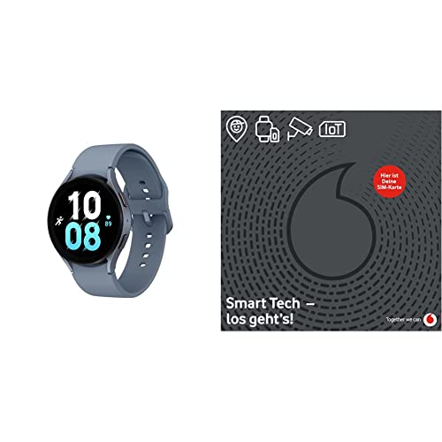 Samsung Galaxy Watch5 Smartwatch, Gesundheitsfunktionen, Fitness Tracker, LTE, 44 mm, Blue + incl. 36 Month Manufacturer Warranty, Vodafone eSIM, €50 Amazon Voucher According to eSIM Registration