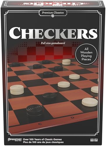 Goliath - Checkers, Premium Damespiel für Kinder ab 6 Jahren, faltbares Spielbrett mit Holzsteinen, alle gegnerischen Steine schlagen und gewinnen, Strategiespiel für 2 Spieler, Klassisches Brettspiel