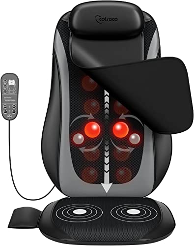 Cotsoco Shiatsu-Massageauflage für Nacken und Rücken,Massagesitzauflage mit Wärmefunktion und Vibration, Rollmassagesitz für Taille, Hüften, Muskelschmerzlinderung, Verwendung zu Hause/Büro