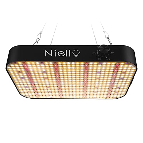 Niello LED Pflanzenlampe, 600w LED Grow Lampe mit 588 LEDs, UV & IR für Zimmerpflanzen, Vollspektrum Pflanzenlicht mit dimmbarer Daisy Chain Funktion für VEG, Blumen