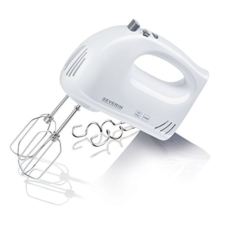 SEVERIN Handmixer, Handrührgerät mit 5 Geschwindigkeitsstufen, praktischer Handrührer mit 2 Edelstahl-Rührbesen und -Knethaken, HM 3820