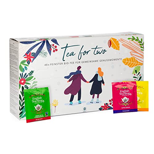 BIO Tee Adventskalender für Zwei 'Tea for Two' (Tee für Zwei) - 48 Premium BIO Tees aus besten Zutaten - ideal auch als Tee Geschenk - nicht nur für Paare -