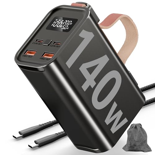 Power Bank 50000mAh große tragbares Laptop Powerbank 140W Externer Handyakku PD3.1 QC4.0 Schnell Aufladende USB C Powerbank mit LED Display Ladegerät,4 Ausgängen & 2 Eingängen für Smartphones Tablet