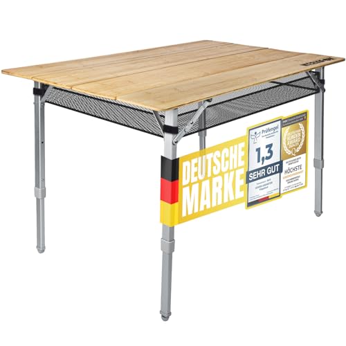 Klappbarer Camping-Tisch aus Bambus; Outdoor Klapptisch & Beistelltisch für Garten; Faltbarer Gartentisch, Wetterfest & Ultraleicht (L - 100 x 65 cm)