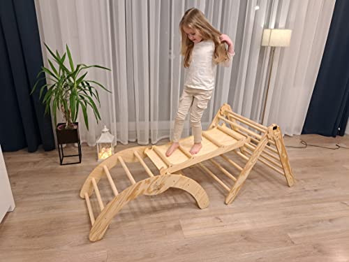 Step Crumbs Pikler dreieck mit rutsche und Bogen Set-handgemachte Montessori Spielzeug für Kinder-Kletterdreieck Indoor-pikler Bogen-kletterspielzeug