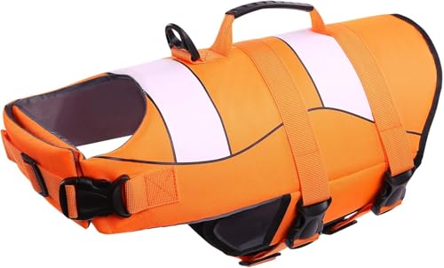 ASENKU Schwimmweste Hund Mittel Hundeschwimmweste Sportstil mit Rettungsgrif Verstellbar Guter Auftrieb Rettungsweste Hund M für Dackel Chihuahua Französische Bulldogge Labrador