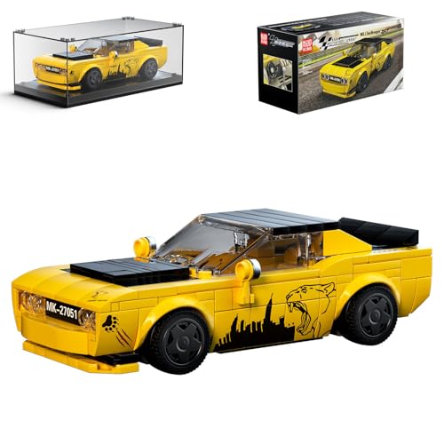 Mould King 27051 Technik Speed Champion Rennwagen Bausteine mit Acryl-Vitrine Challenger Sportwagen Klemmbausteine Modellautos zum Sammeln (368 Teile)