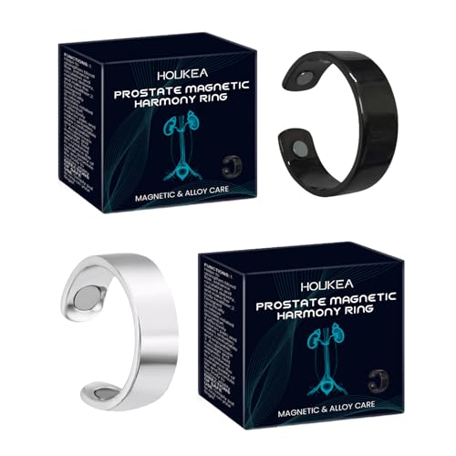 Prostata-Harmonie-Ring 2 Stück Magnetfeldtherapie Ring,Prostamagnetischer Harmonie-Ring,Trägt zur Verbesserung Der Prostatafunktion und zur Verbesserung Der Lebensqualität Bei(Schwarz,Silber)