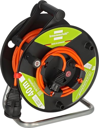Brennenstuhl Garant G Bretec IP44 Gartenkabeltrommel mit recycelten Kunststoff-Komponenten (mit 38+2m Kabel in orange, Spezialkunststoff, kurzfristiger Einsatz im Außenbereich, Made in Germany)