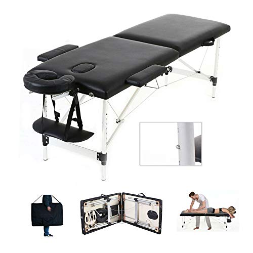 Mobile Massagebank Massageliege Massagetisch Klappbar Massagebett mit 2 Zonen höhenverstellbaren Aluminium-Füßen Kosmetik Bank (bis 230kg belastbar)