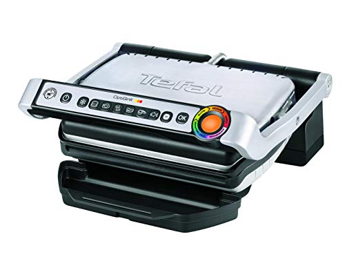 Tefal OptiGrill Kontaktgrill, 6 Programme, Garstufenanzeige, Abnehmbare Platten, Manueller Modus, Elektrogrill, Edelstahl-Schwarz, GC705D16