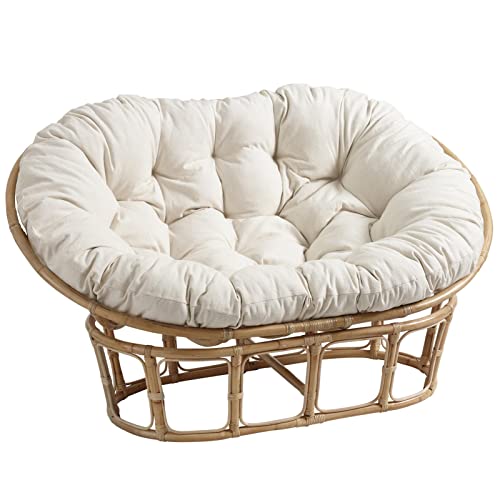 TDHLW Doppel Papasan Cushion Stuhlkissen Groß Hängend/Ei/Schaukel/Hängematte Chair Cushion, Outdoor wasserdichte Garten Papasan Chair Cushion Verdicken Bequem Weich, Nur Kissen,Weiß,65 * 45 in