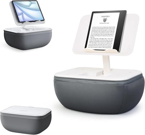 elitehood Tablet Kissen Halter, Winkel Verstellbarer Tablet Halterung Bett & Buchständer, Kindle Kissen Halterung Ständer für iPad, iPhone, Kindle, E-Reader, Lesen, Bücher, Grau