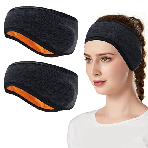 TAGVO Winter Stirnband, 2 Stück Warmes Sport-Stirnband, Thermal Dehnbar Sport Stirnbänder, Thermal Headband für Damen und Herren, Sport Stirnband für Yoga, Radfahren, Basketball, Fitness