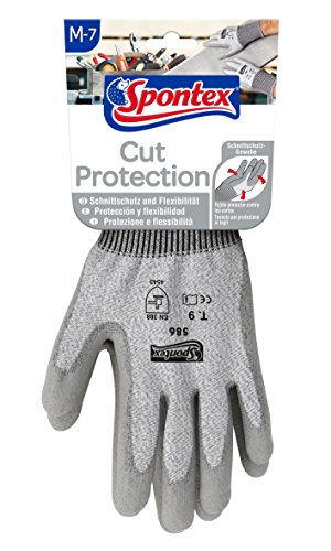 Spontex Cut Protection Arbeitshandschuhe mit hohem Schnittschutz, nach EN 388, aus nahtlosem PEHD-Gewebe, Größe M, 1 Paar