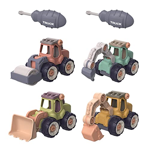 aovowog Auto Spielzeug for Boys, 4 In 1 Excavator Toy, Engineering Bagger Set, Sandkasten Spielzeug, Traktor Toys, Zerlegen Spielzeug for Children from 3 4 5 Years…
