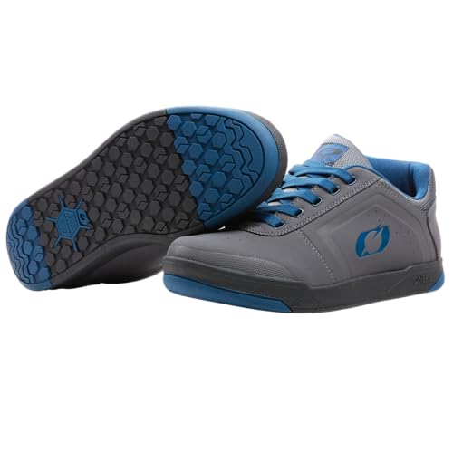 O'NEAL | Mountainbike-Schuhe | MTB Downhill Freeride | Vegan | Gleichgewicht zwischen Grip und Fußrepositionierung, Innengelenkschutz | Pinned Pro Flat Pedal V.22 Shoe | Erwachsene | Grau Blau | 44