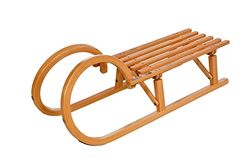 COLINT Faltschlitten Hörnerschlitten 100 cm TÜV/GS geprüft Klappschlitten Hörner faltbar Schlitten Rodel Holzschlitten Holz HKS 43100