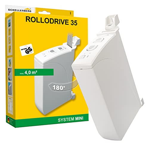 Schellenberg 22637 Elektrischer Gurtwickler Aufputz RolloDrive 35, bis 4 m² Rollladenfläche, für 14 bis 15 mm Gurtbreite, Zugkraft 12 kg, mit Zeitautomatik und Netzteil