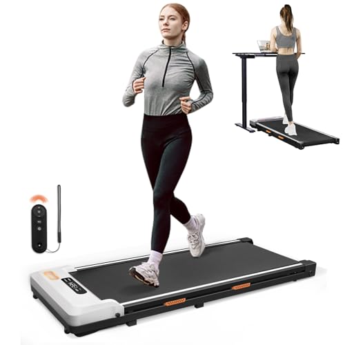 AIRHOT Untertisch-Laufband, 2-in-1-Walking-Pad zum Gehen und Joggen, tragbares Laufband mit Fernbedienungsband für Zuhause/Büro, geräuscharmes 2,5-PS-Tischlaufband mit LED-Anzeige (Weiß)