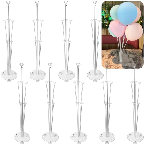 JinPhon 10 Stück Luftballon Stände, Wiederverwendbare Ballonständer für Luftballons mit Saugnapf Ballonhalter, Perfekt als Dekoration für Festivals, Geburtstage und Feierlichkeiten - 73 cm
