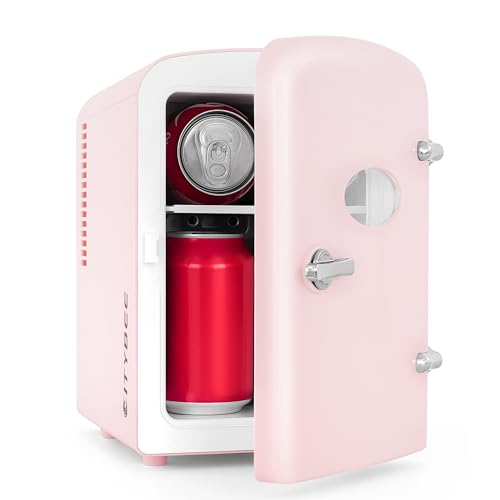 Citybee Mini Kühlschrank Fridge 4L - Kühlschränke klein 12V 230V Läuft Leise Geeignet für Getränke Kosmetik Essen - Minikühlschrank ideal für Auto Zimmer Camping Wohnmobil Büro und Reisen (Rosa)