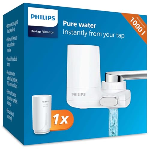 Philips Water AWP3703 X-Guard On Tap Wasser-Filter, Trinkwasser-Filter für Wasserhähne, Weiß, Vertical X-Guard