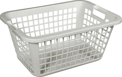 Großer Wäschekorb 69 Liter Kapazität 62x43x27 cm mit Griffen Plastik Kunststoff (Grau)