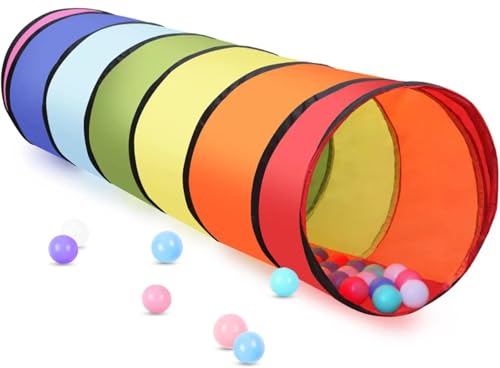 LATERN 180CM Spieltunnelzelt für Kinder, 46CM Runder Öffnung Babytunnel Bunter Pop-Up Kriechtunnel Zusammen Klappbares Zeltgeschenk für Jungen Mädchen Haustiere Spielen Drinnen Draußen Garten Spiel