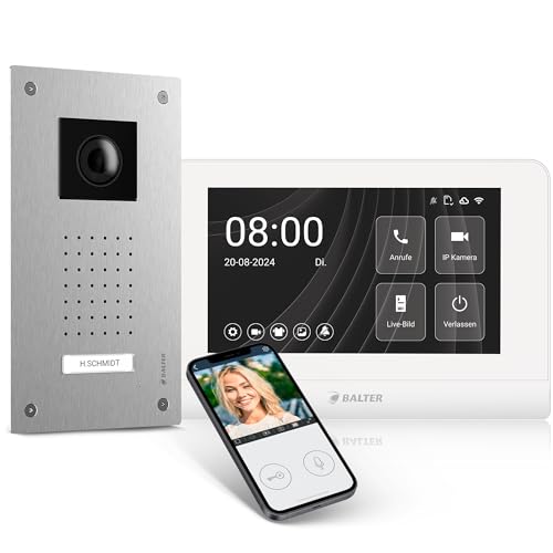 Entri Video Türsprechanlage, Unterputz Türklingel mit Kamera, Smartphone App, 1 Familienhaus, Video Türklingel, 7 Zoll HD-Monitor, Full HD Kamera, Gegensprechanlage mit Türöffner und Klingel 2 Draht
