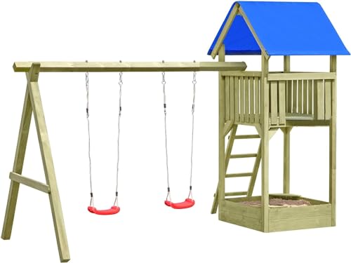 Gartenpirat Spielturm Premium M mit 2X Schaukel Sandkasten aus Holz