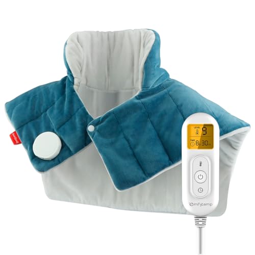 Comfytemp Voll gewichtetes Heizkissen für Nacken Schulter mit 9 Wärmestufen 0,5-9h Abschaltautomatik, 1 kg Nackenwärmer Schulterwärmer waschbar Wärmekissen 56x48cm Elektrisches Wärmecape
