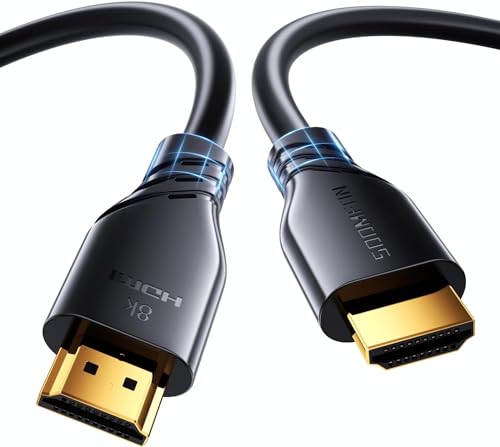 SOOMFON 8K HDMI 2.1 Kabel 3M HDMI auf HDMI Kabel 2.1 8K@60Hz 4K@120Hz, 48Gbit/s High Speed HDCP 2.2&2.3, Dolby Vision, HDR 10, eARC für PS5 PS4 Xbox TV Switch Monitor DVD Laptop Projektoren