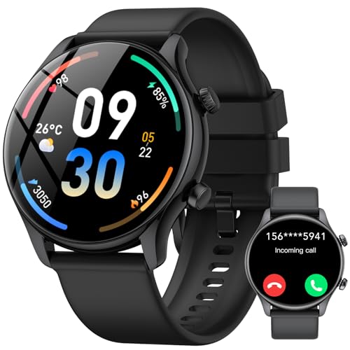 vamout Smartwatch Herren Damen Rund mit Telefonfunktion,1.39' HD Uhr,100+ Sportmodi Watches for Men,Fitnessuhr Herren mit SpO2 Pulsuhr Schlafmonitor,IP68 Wasserdicht,für iOS Android, Mattes Schwarz